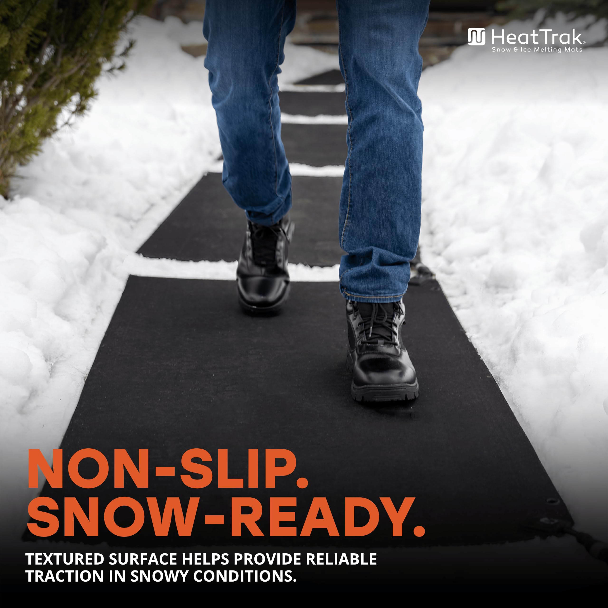 HeatTrak Heated Snow Melting Mat 20" x 60" in snowy outdoor setting