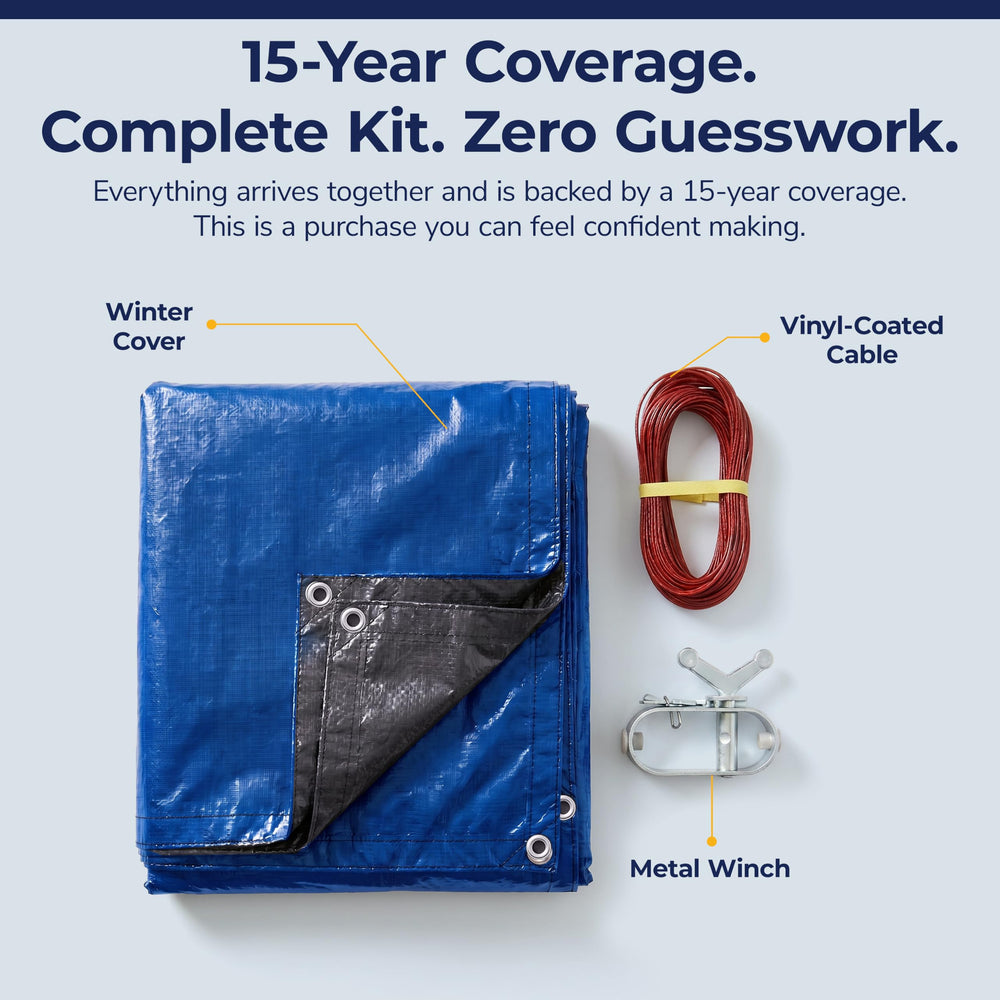 Heavy-duty Blue Wave Pool Winter Cover in royal blue