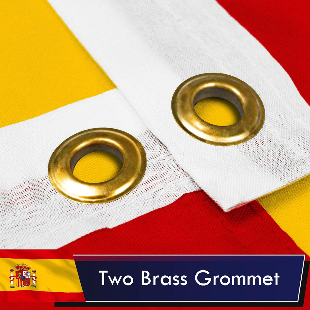 Heavy-duty brass grommet on G128 Spain Flag