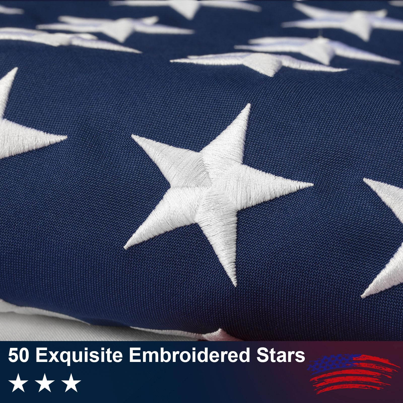 Heavy-duty brass grommets on Meryndou American Flag