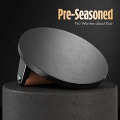 Heavy-duty cast iron burger press top view
