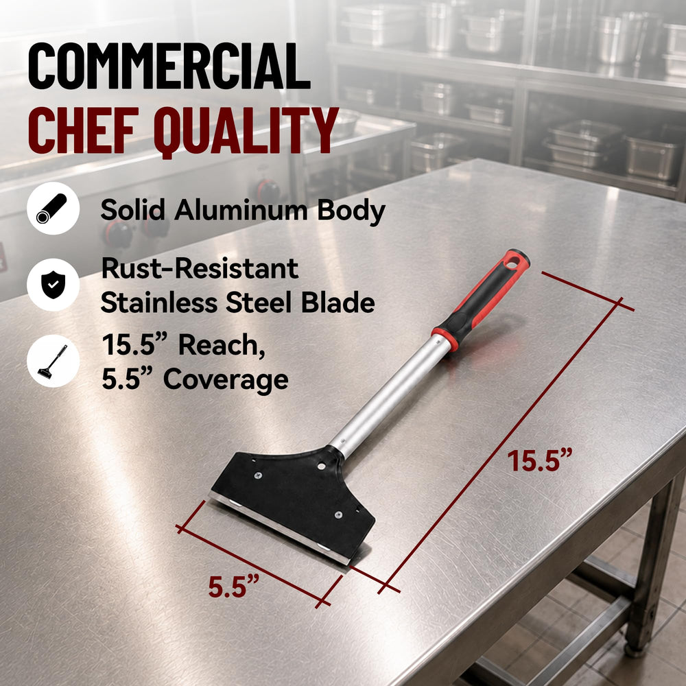 Heavy Duty Griddle Scraper with replaceable blade feature