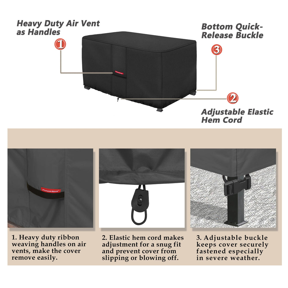 Heavy duty handles on Porch Shield fire pit cover