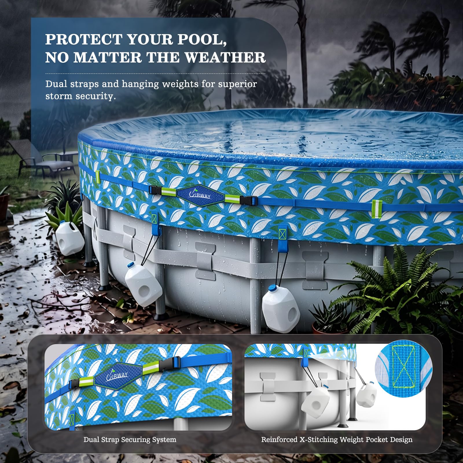 Heavy-duty PE material of UIRWAY winter pool cover