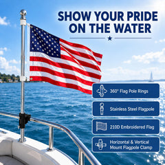 Heavy-duty rail mount holder for QURAS Boat Flag Pole