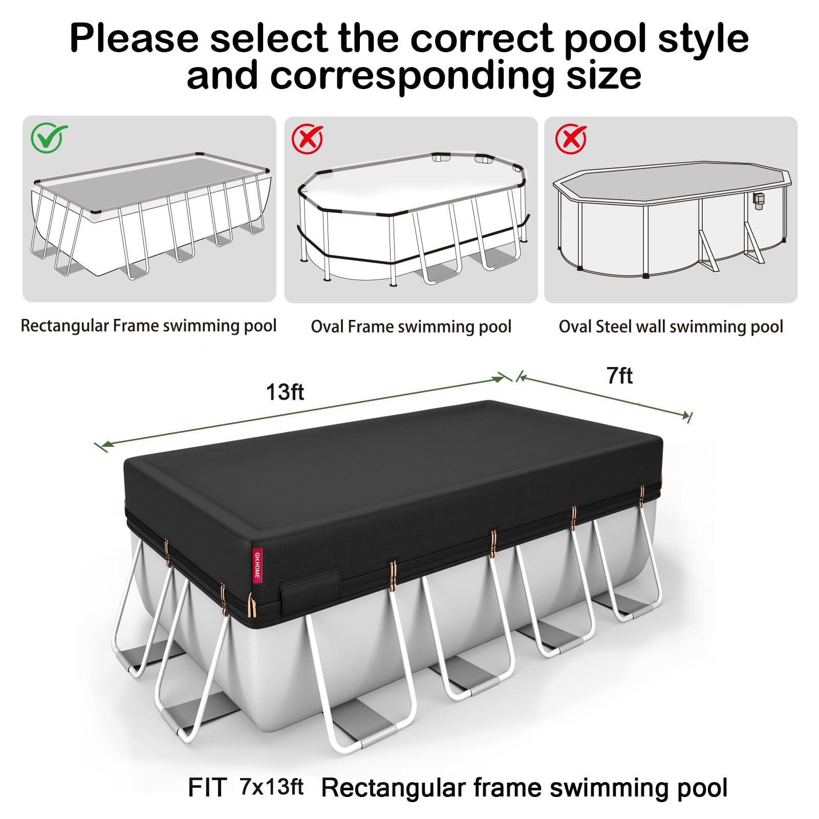 Heavy-duty ratchet strap for QH.HOME pool cover