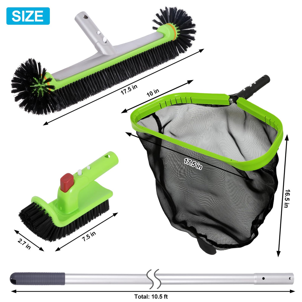 Heavy-duty round brush for pool cleaning, 17.5 inches