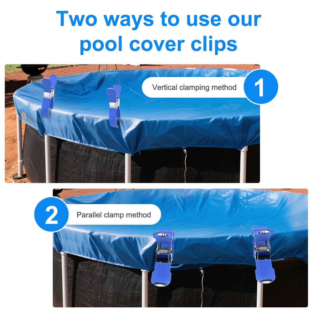 Heavy-duty spring grip feature of pool cover clips