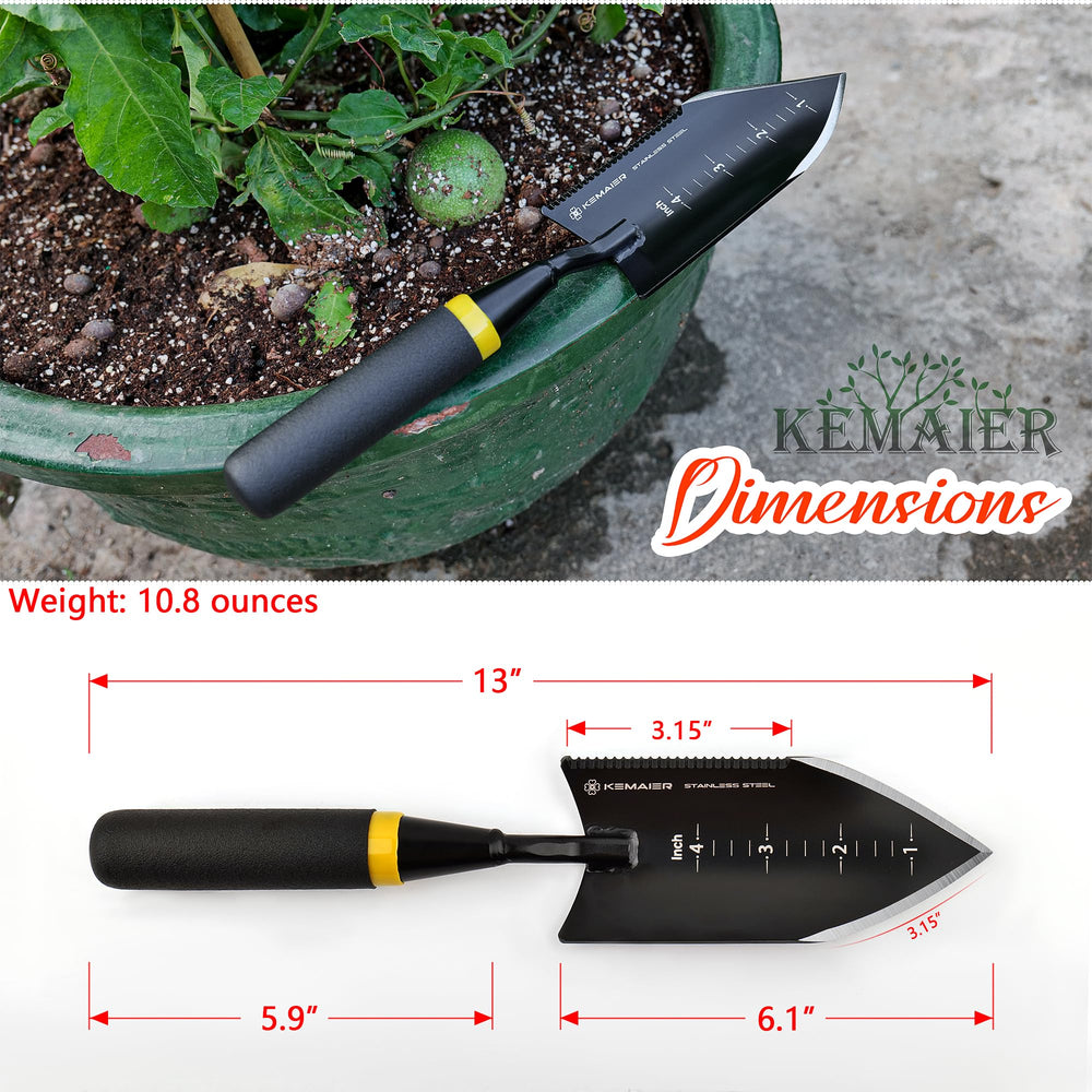 Heavy-duty stainless steel trowel from Kemaier garden tool set