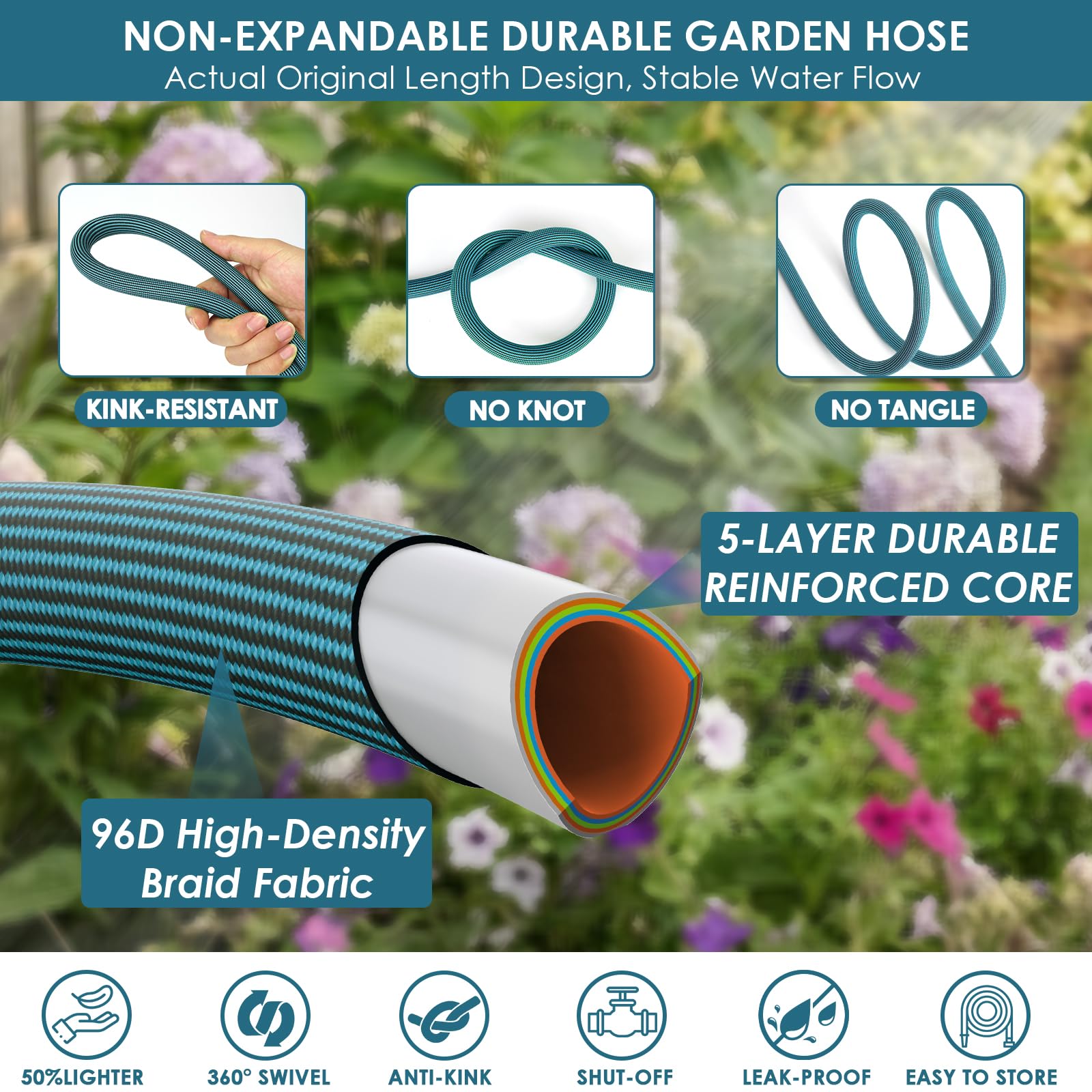 Heavy-duty steel clamps on both ends of FlexiSolve hose