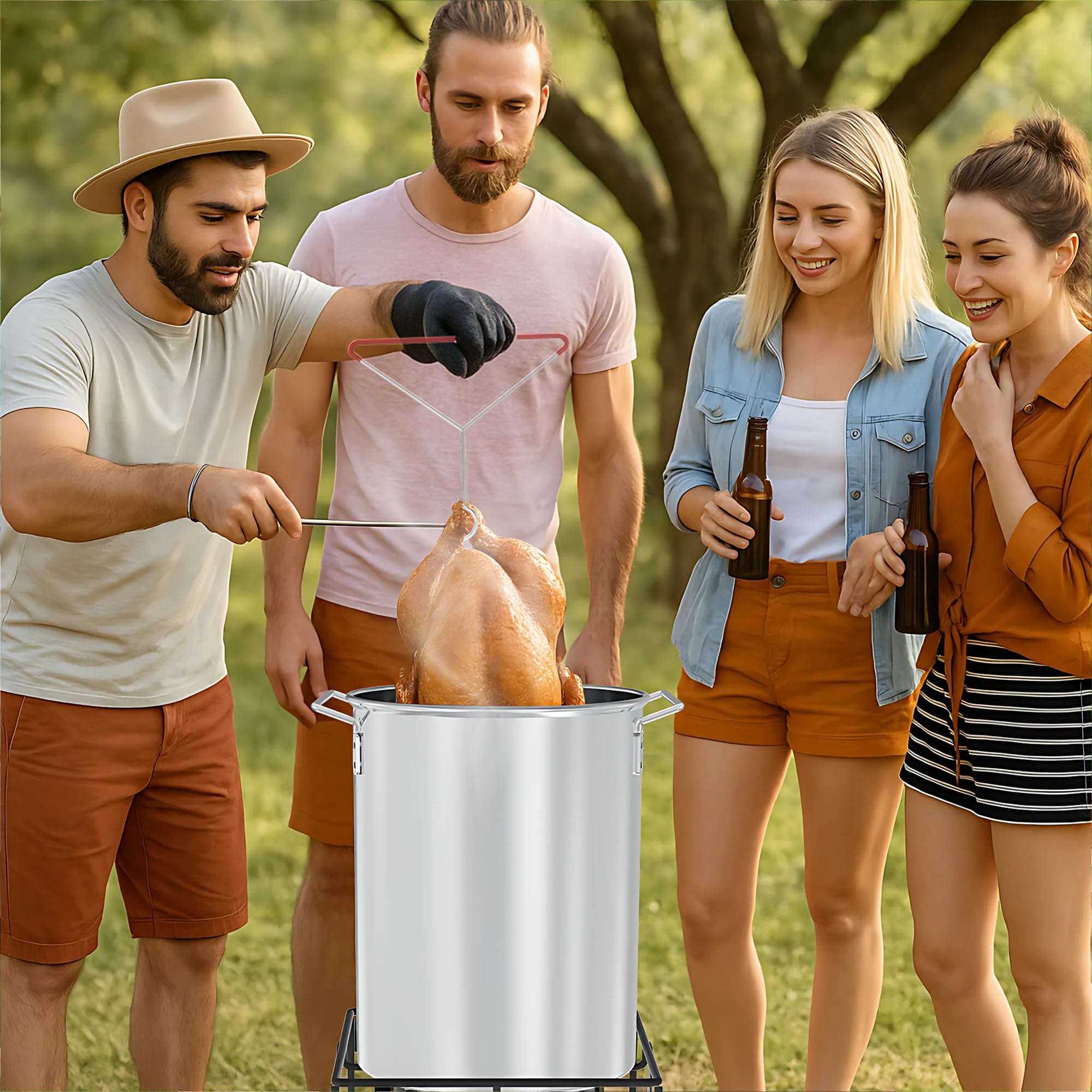 Heavy-duty steel lift handle for turkey fryer pot