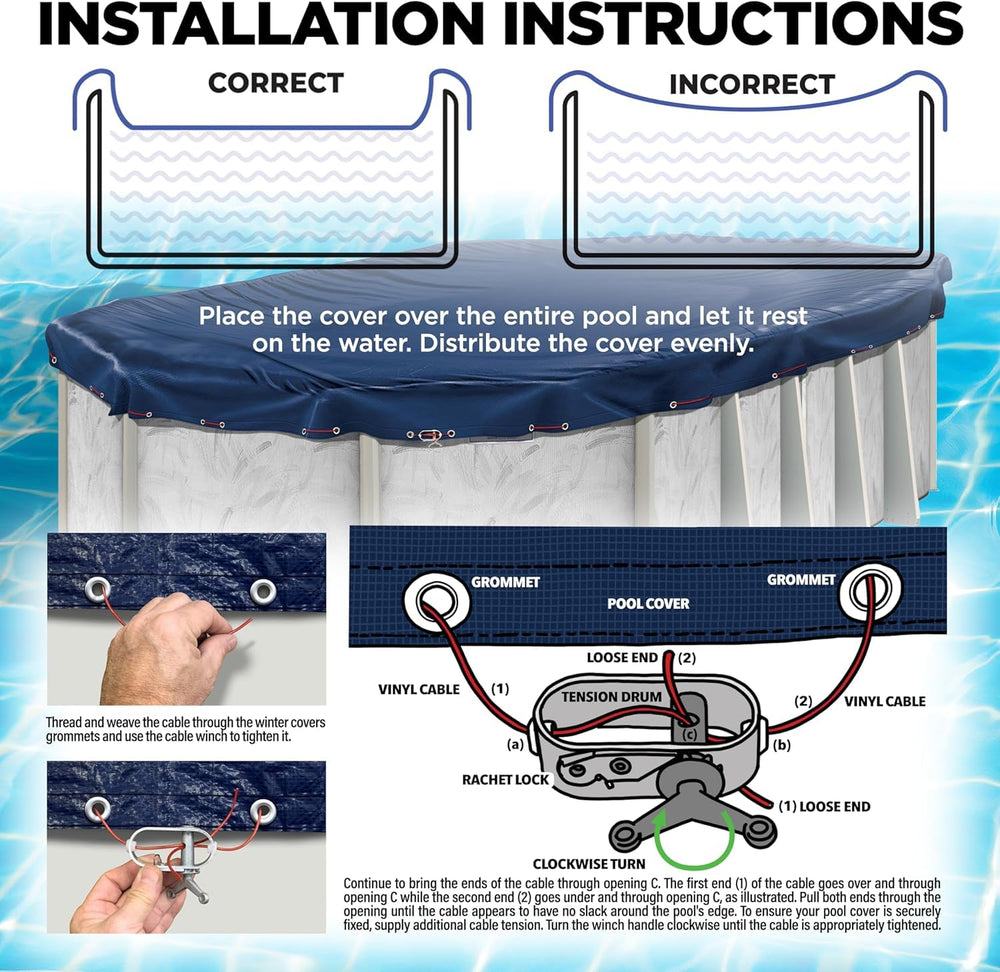 Heavy-duty vinyl-coated cable included with the pool cover