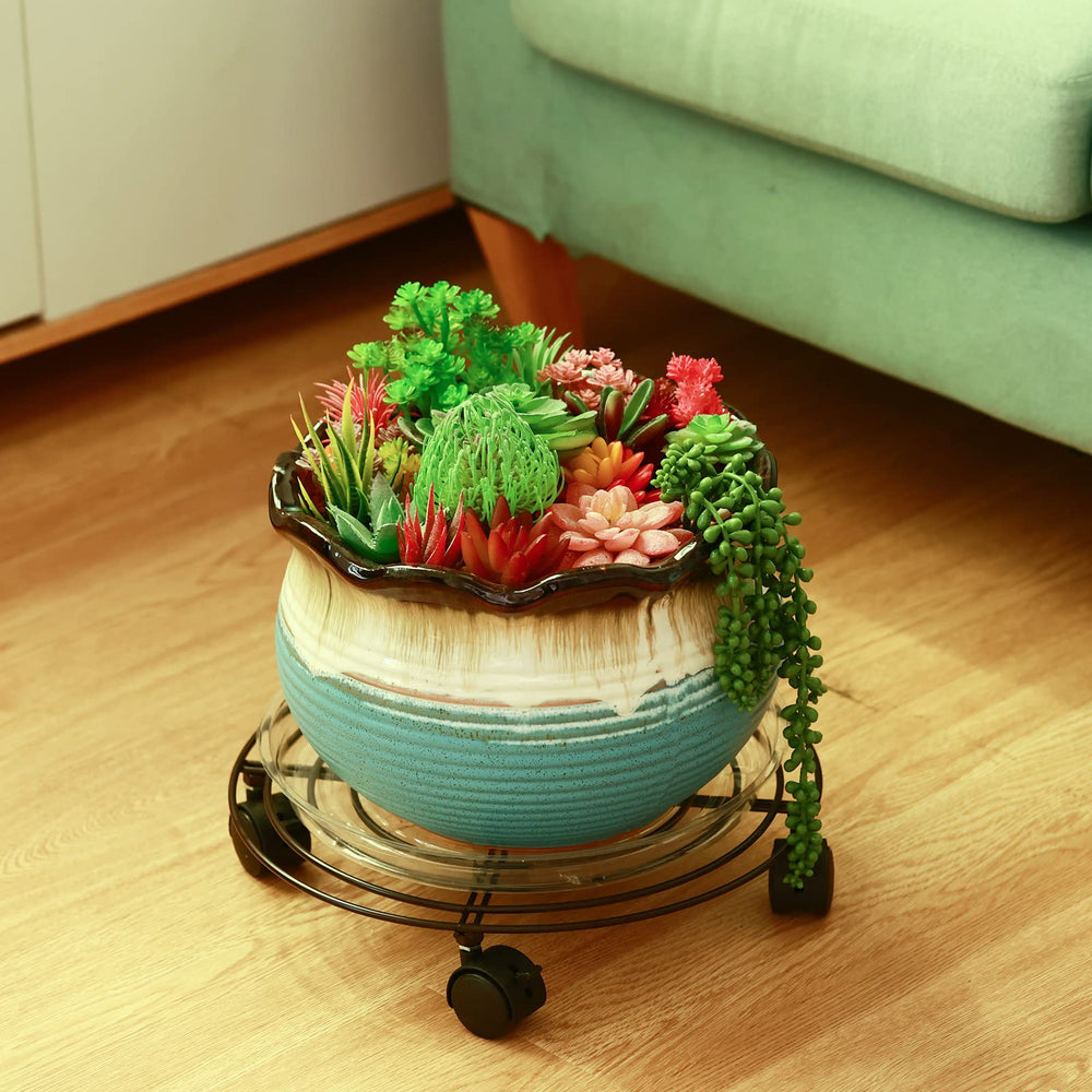 Heavy-duty wrought iron construction of Plant Caddy
