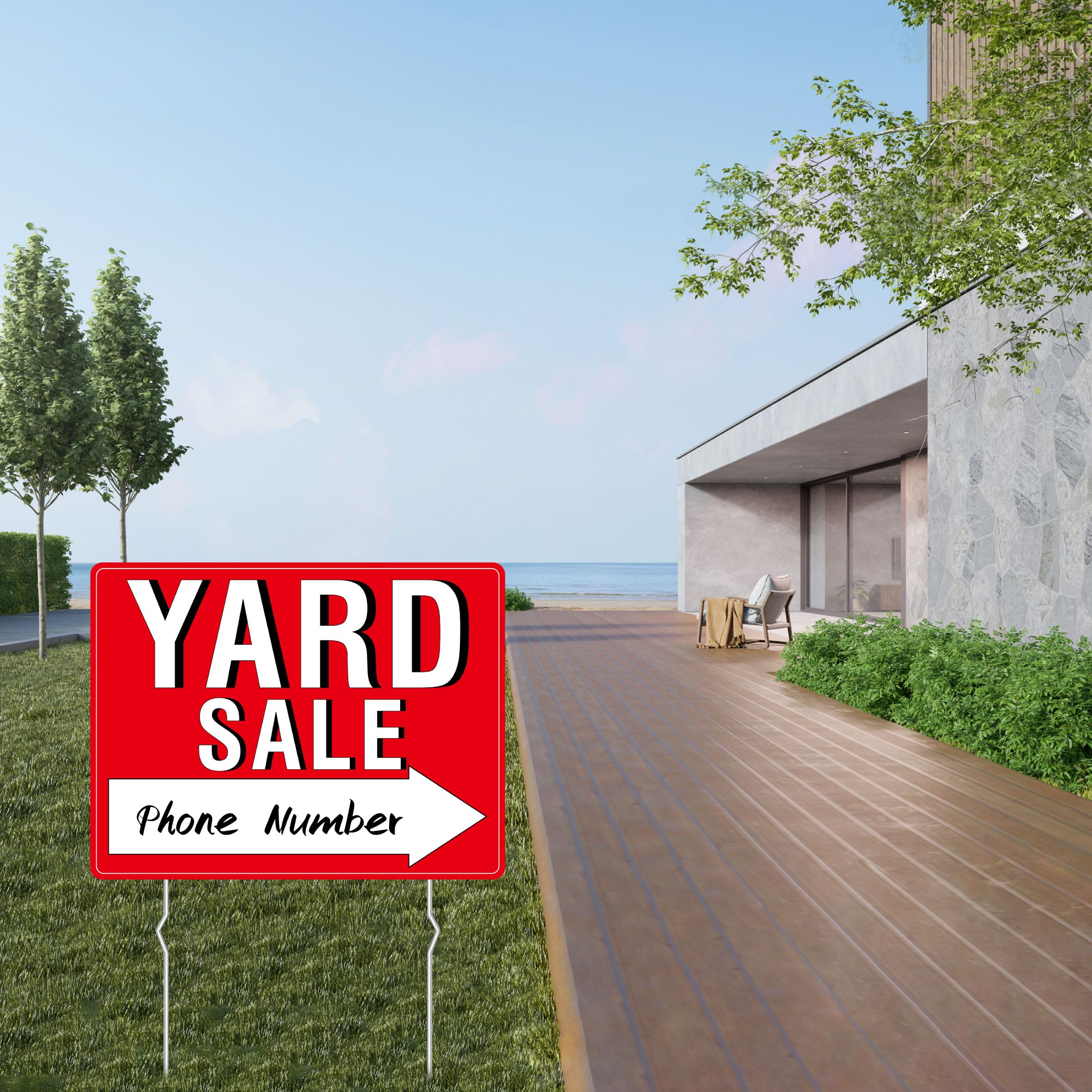 Hebayy yard sale sign package showing contents