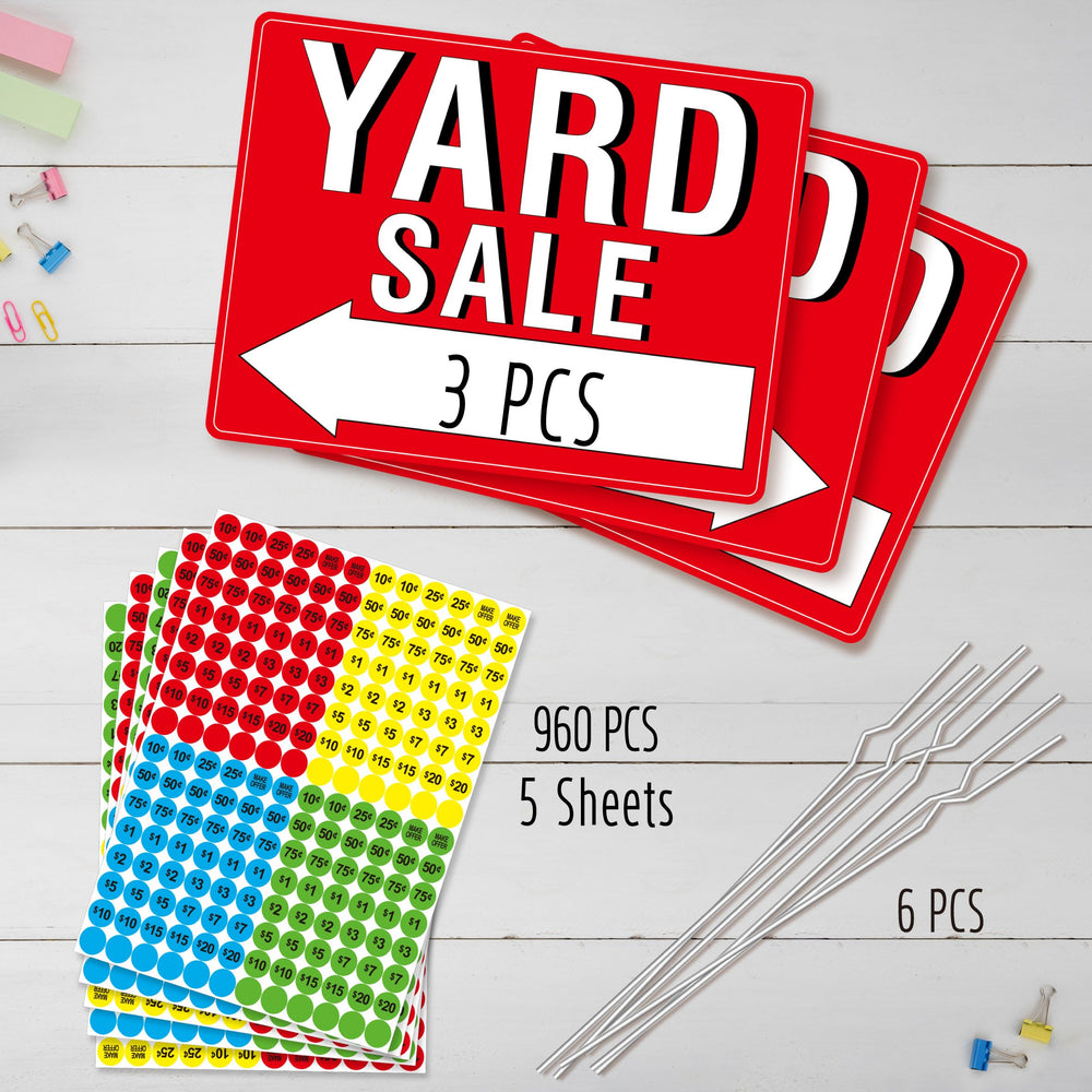 Hebayy yard sale sign showing double-sided printing