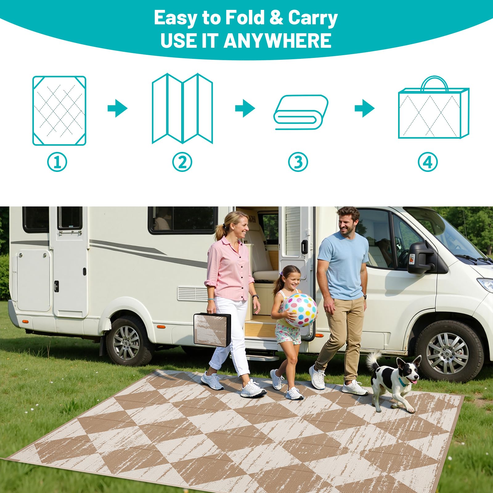 HEBE Outdoor Rug 5'x8' easy to clean surface close-up