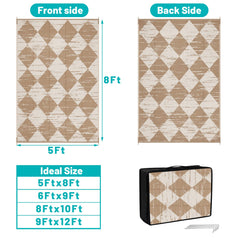 HEBE Outdoor Rug 5'x8' light beige colour side view