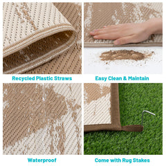 HEBE Outdoor Rug 6'x9' corner loops and stakes close-up
