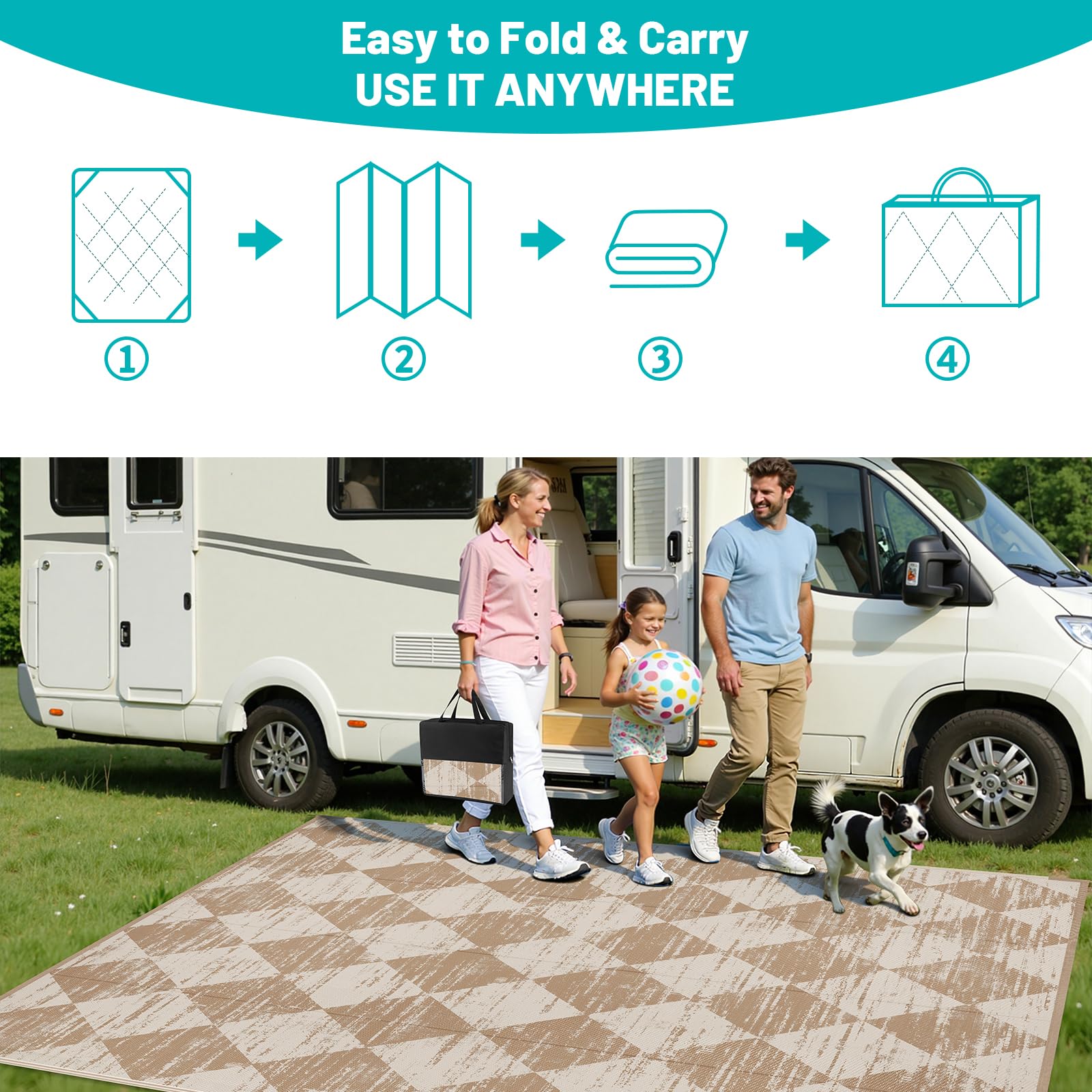 HEBE Outdoor Rug 6'x9' in a garden setting