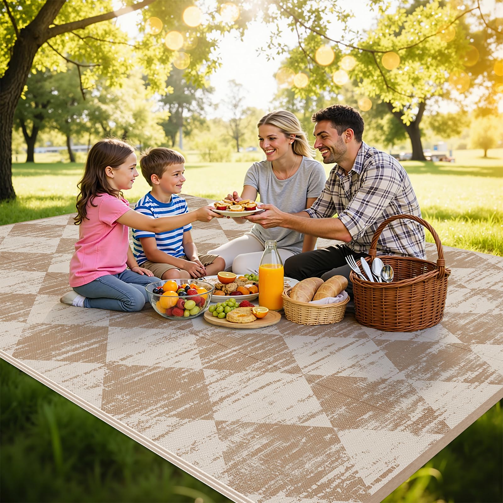 HEBE Outdoor Rug 6'x9' light beige color side view