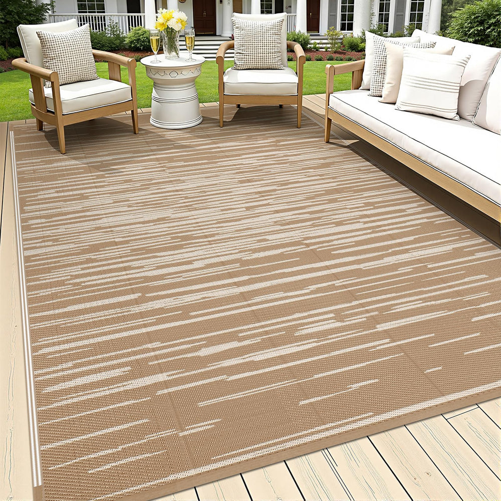 HEBE Outdoor Rug 6'x9' striped pattern front view