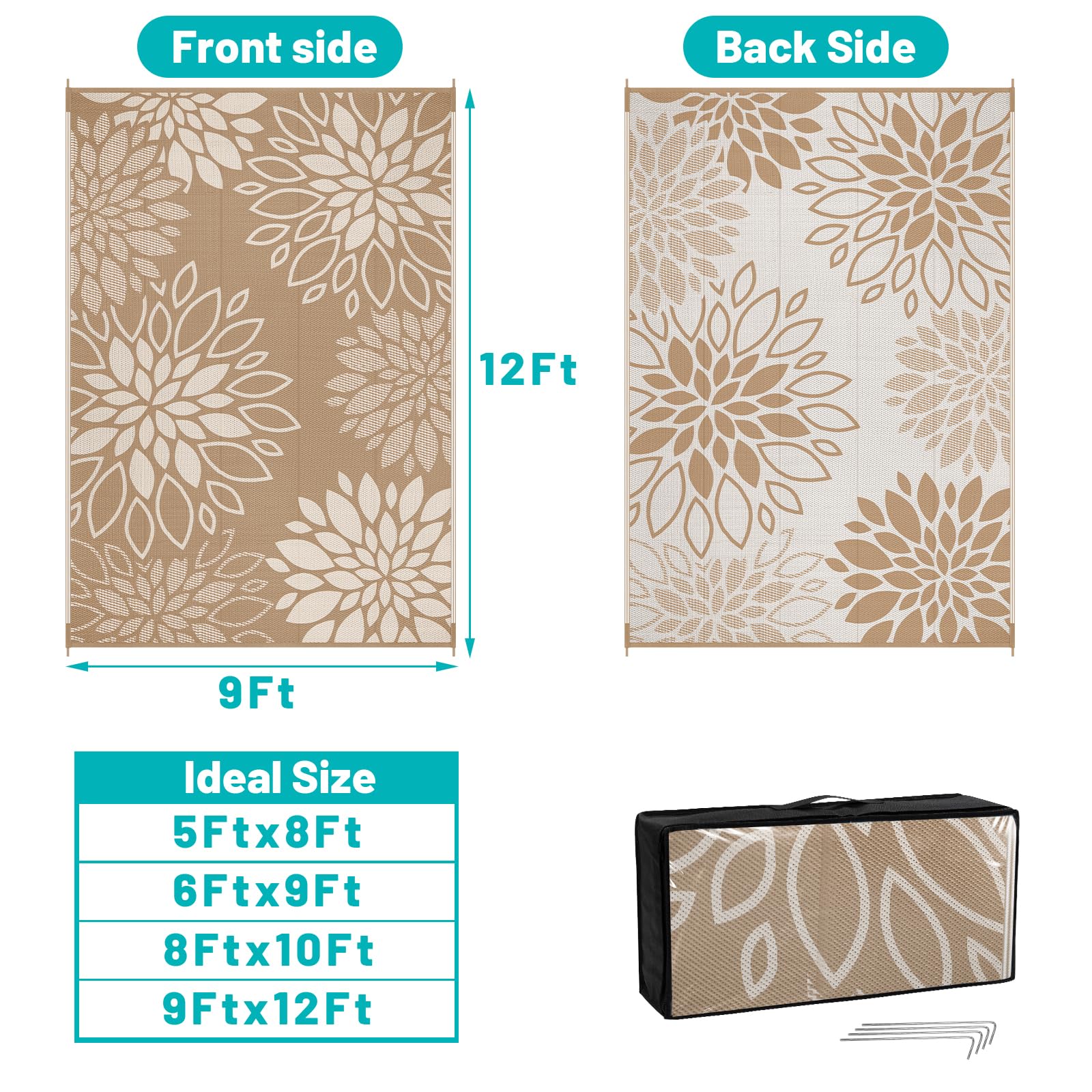 HEBE Outdoor Rug 9'x12' in outdoor patio setting