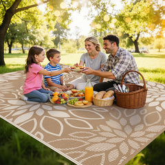 HEBE Outdoor Rug 9'x12' reversible floral design side view
