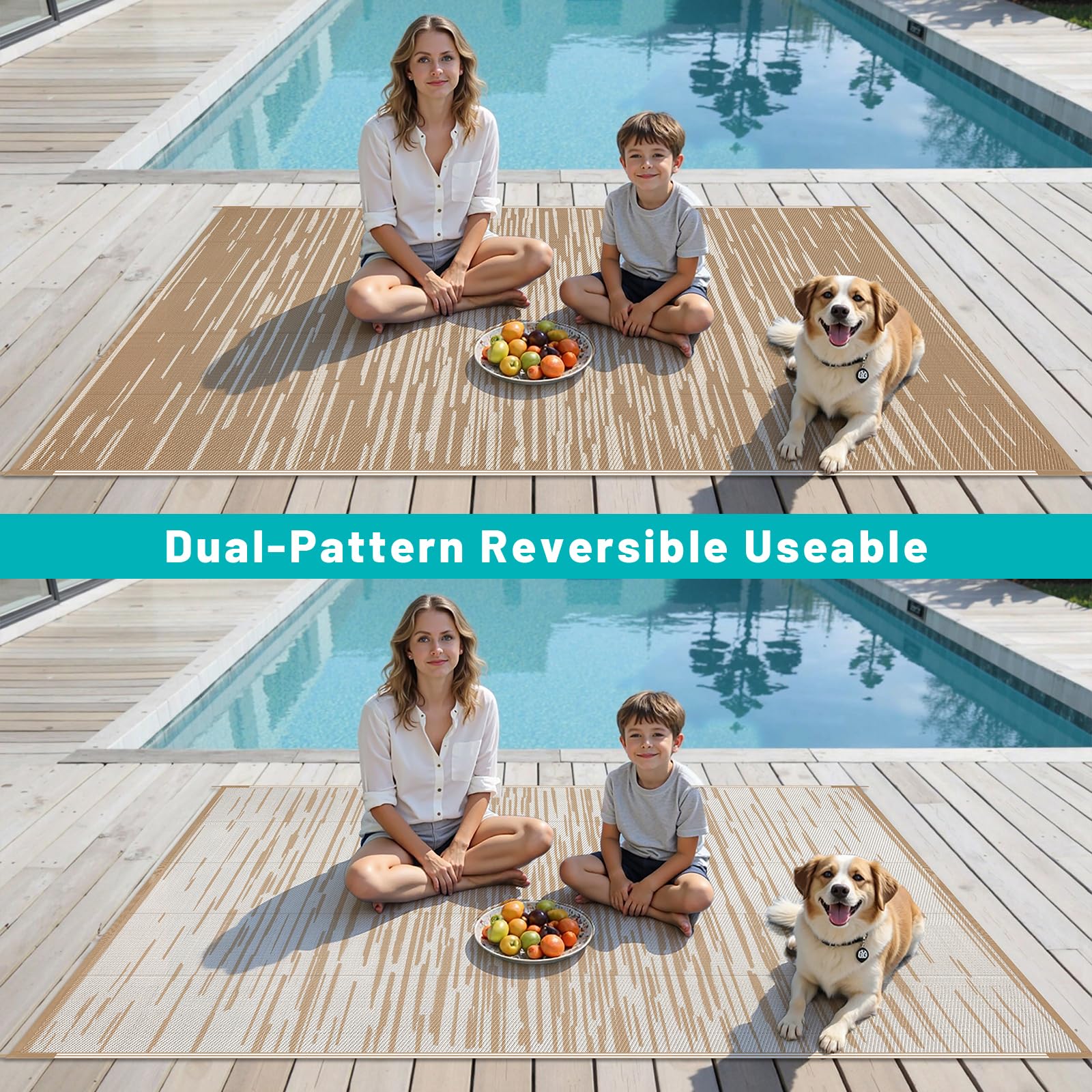 HEBE Outdoor Rug in use at a beach picnic