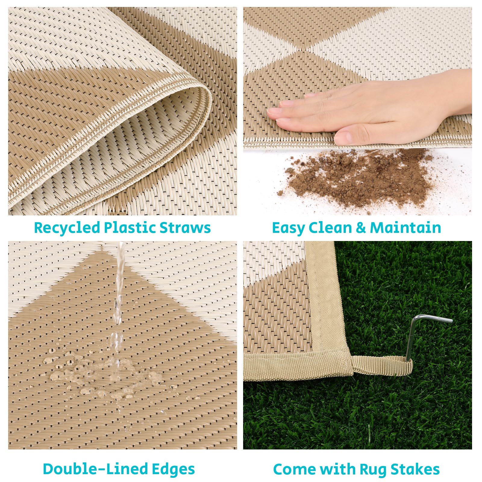 HEBE outdoor rug on a patio setting