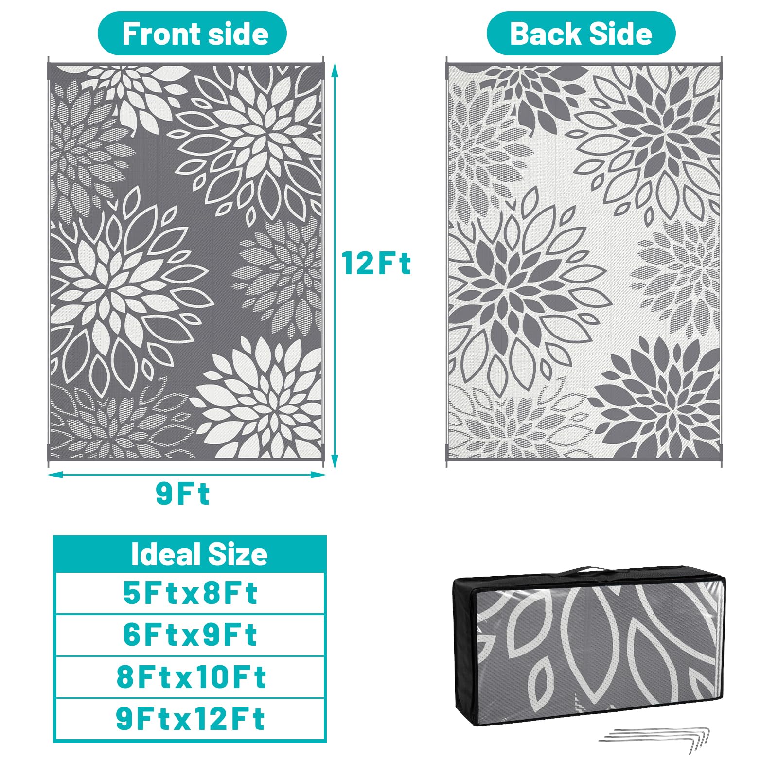 HEBE outdoor rug set up on patio with furniture