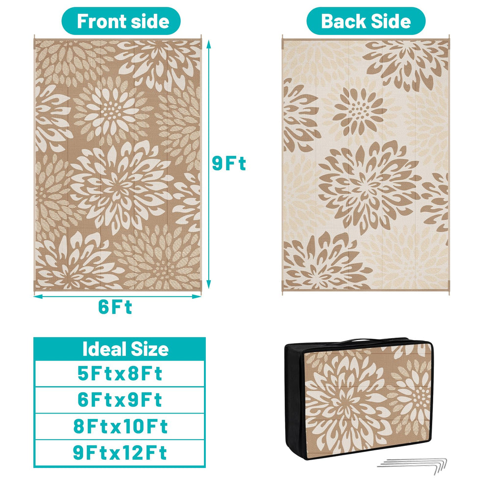 HEBE outdoor rug setup in a patio setting