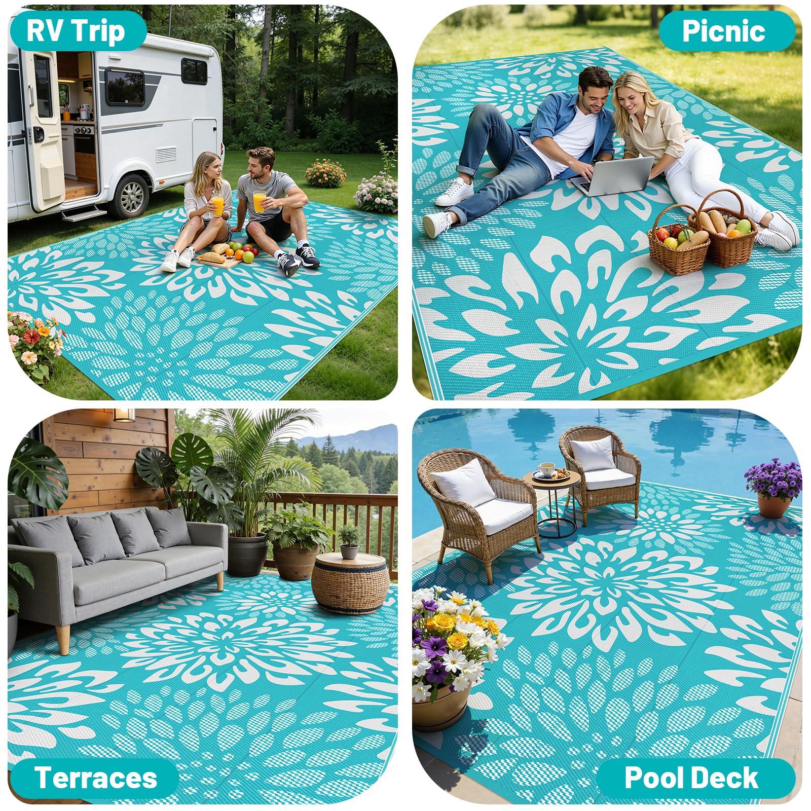 HEBE outdoor rug used at a picnic setup