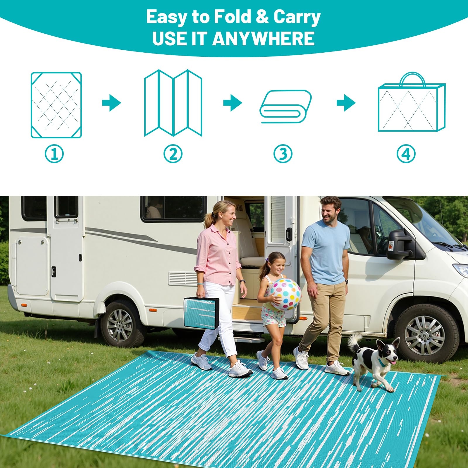HEBE Outdoor Rug with metal stakes included