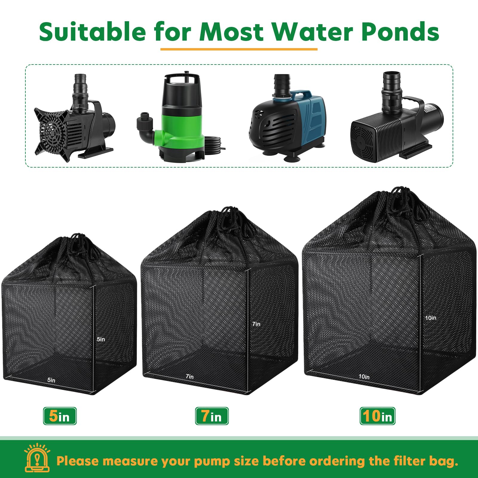Hecaty Pond Filter Bag in use with a pond pump