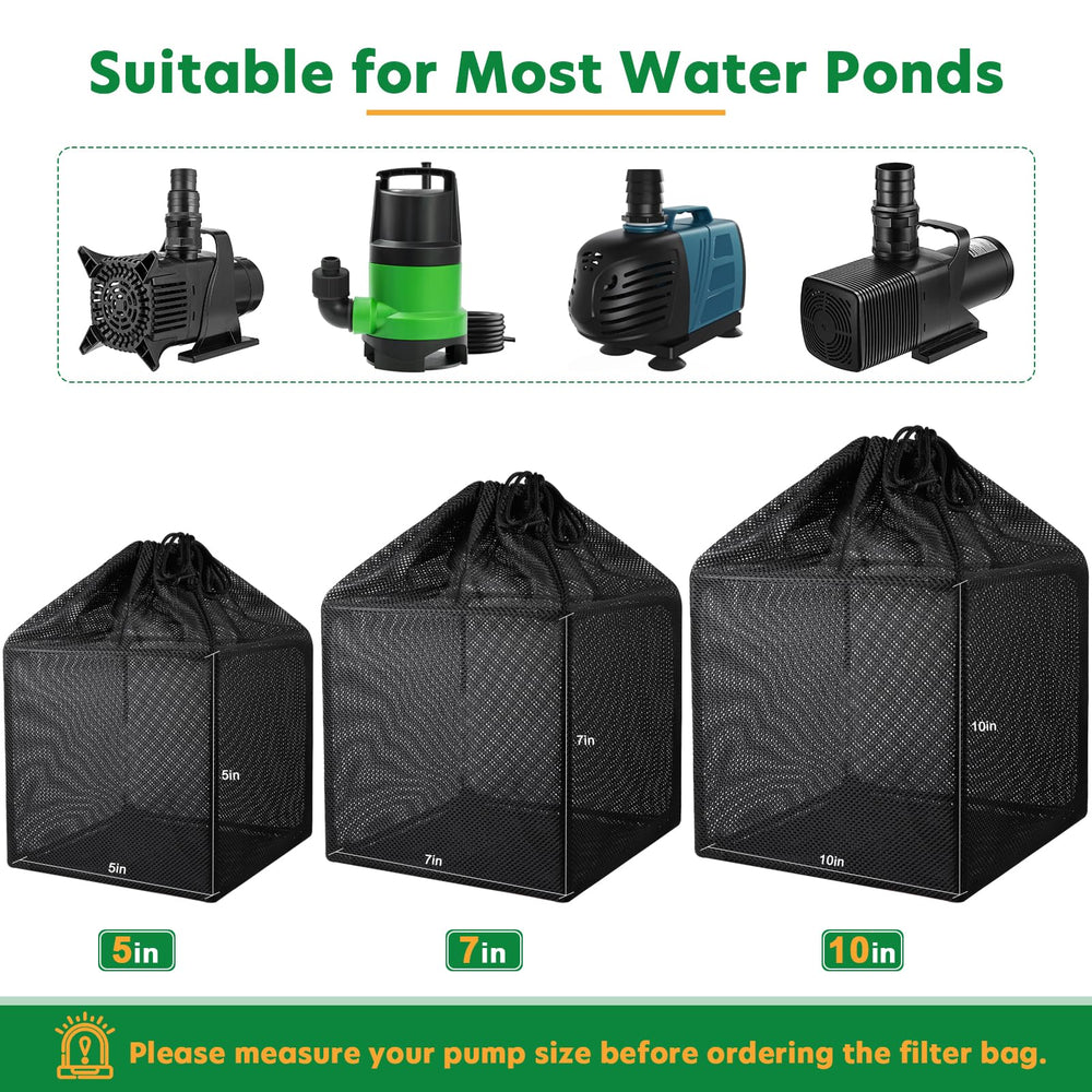 Hecaty Pond Filter Bag in use with a pond pump