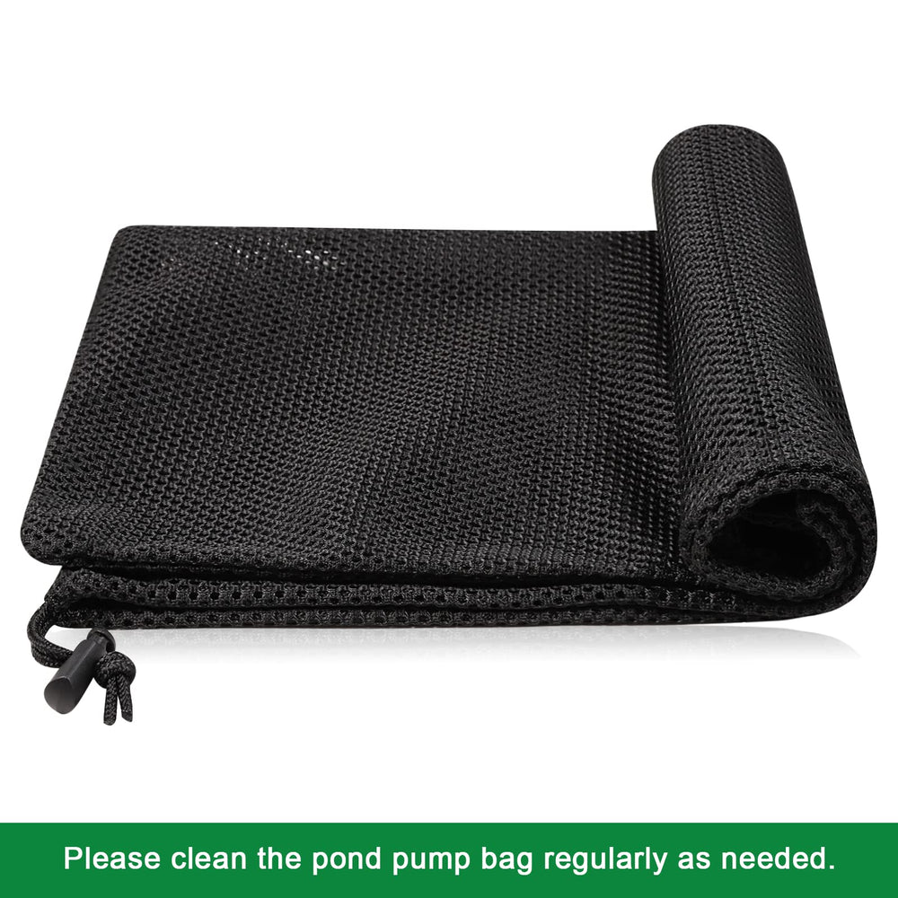 Hecaty Pond Pump Filter Bag in use with a pond pump