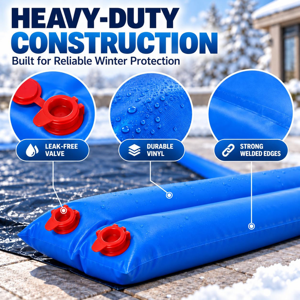 Hedday blue heavy-duty water bags in a snowy environment