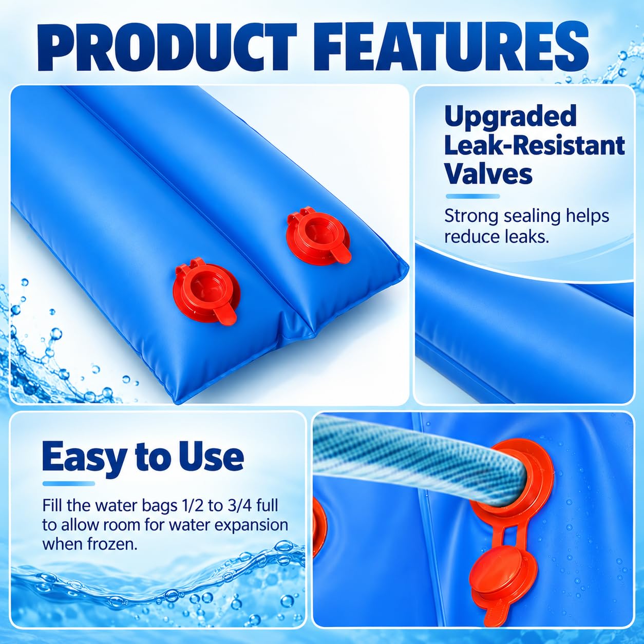 Hedday water bags filled partially for winter use