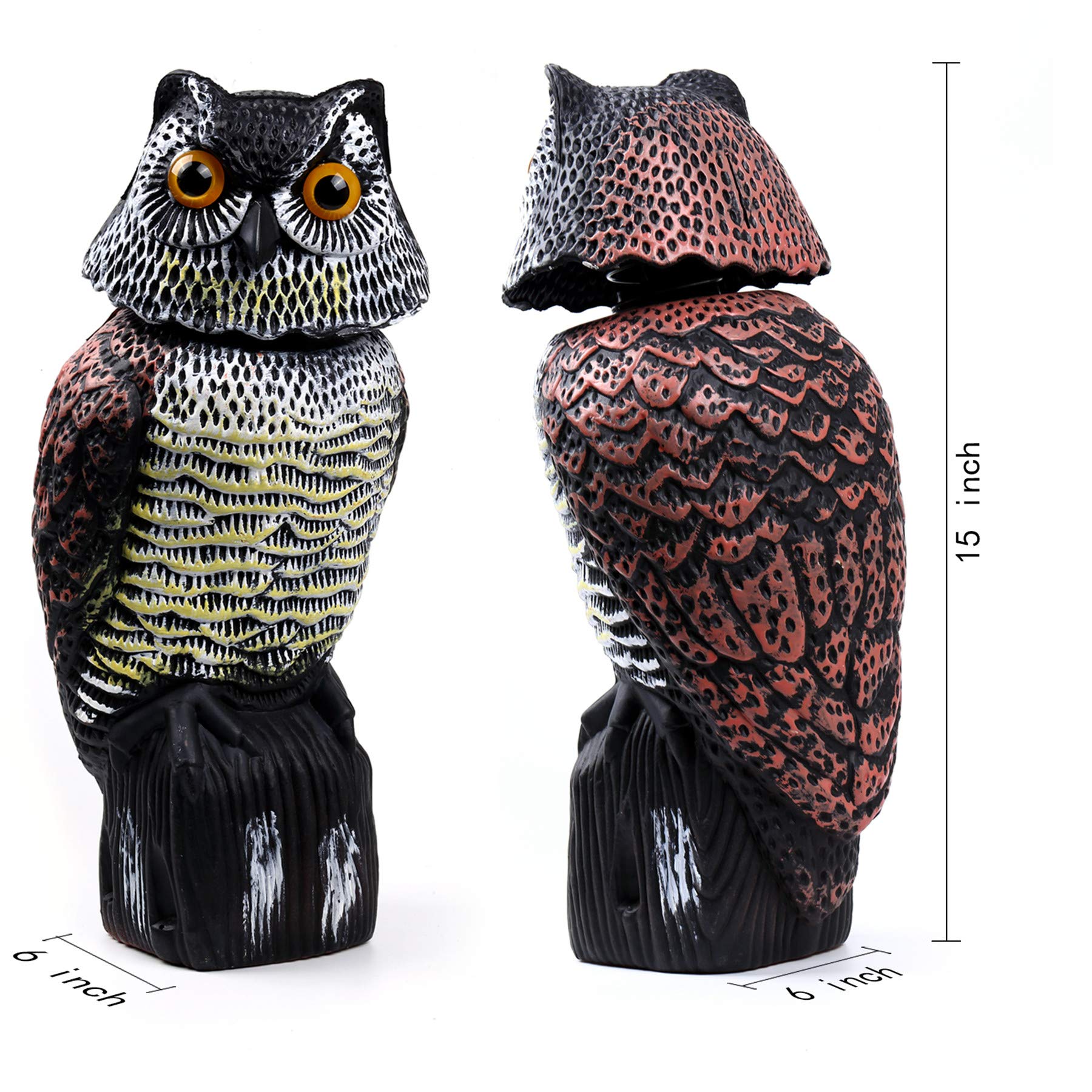 Hedoc 15 inch owl decoy side view in garden