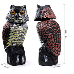 Hedoc 15 inch owl decoy side view in garden