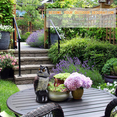 Hedoc Fake Owl Decoy in a garden setting