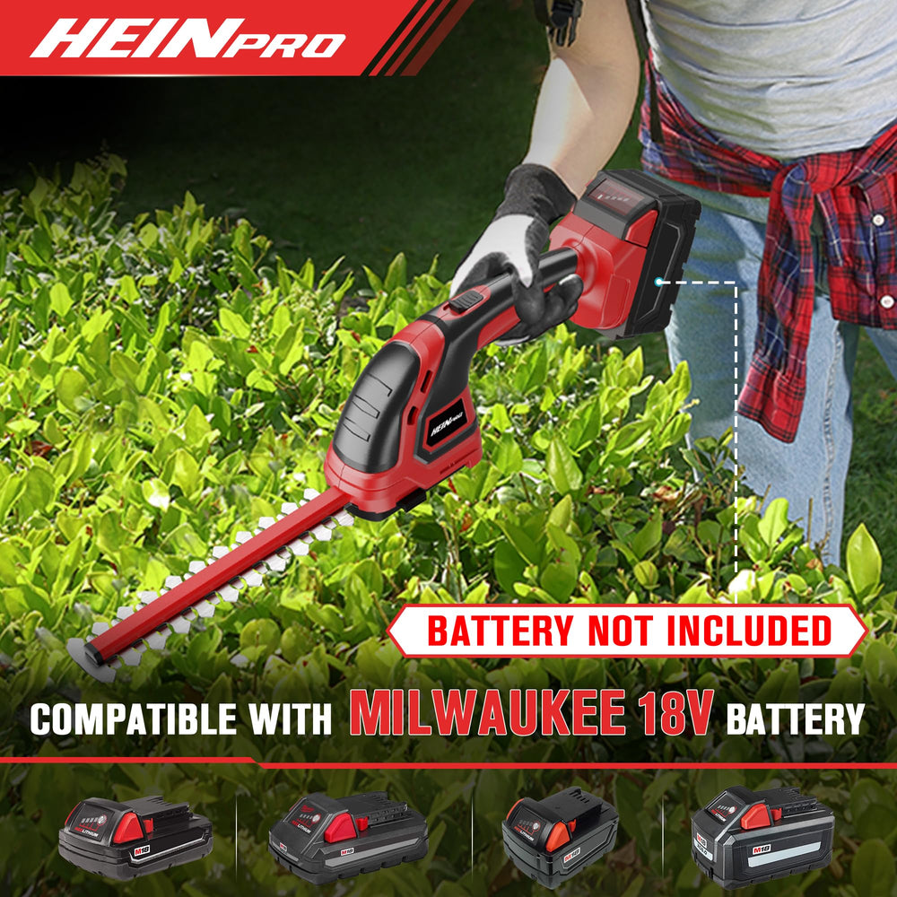 HEINPRO Cordless Hedge Trimmer showing grass shear blade