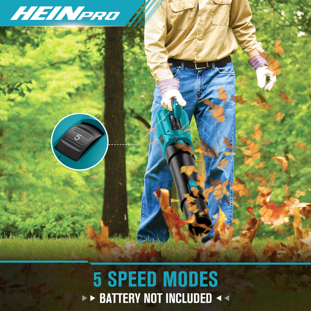 HEINPRO Cordless Leaf Blower in use, clearing leaves