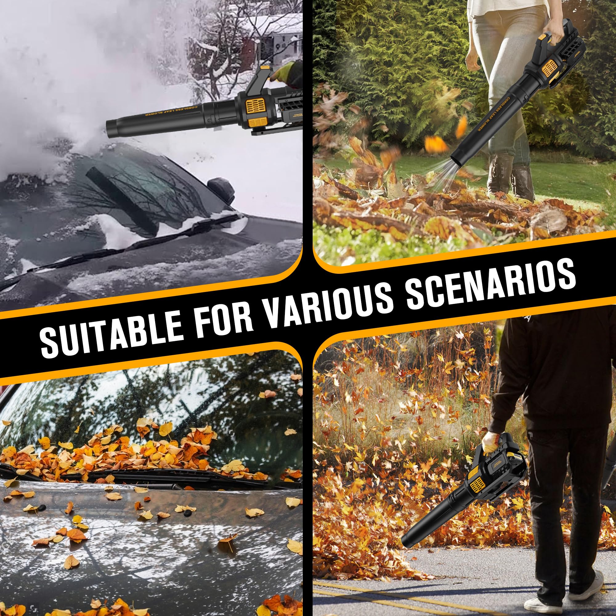 HEINPRO cordless leaf blower with rubber-wrapped handle
