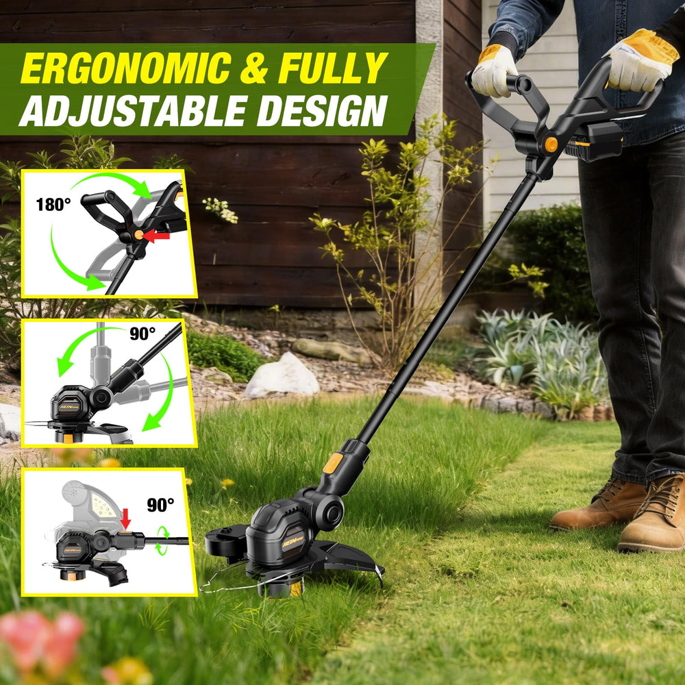 HEINPRO Cordless String Trimmer 2-in-1 design for trimming and edging