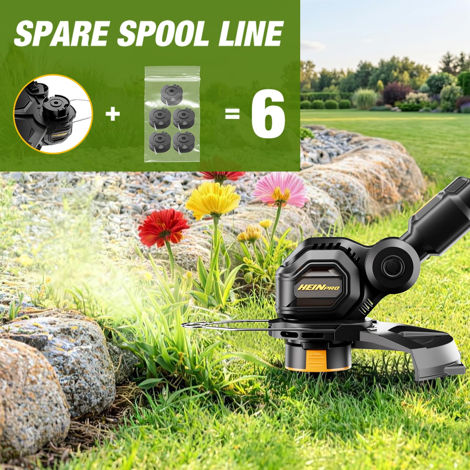 HEINPRO Cordless String Trimmer ergonomic handle close-up