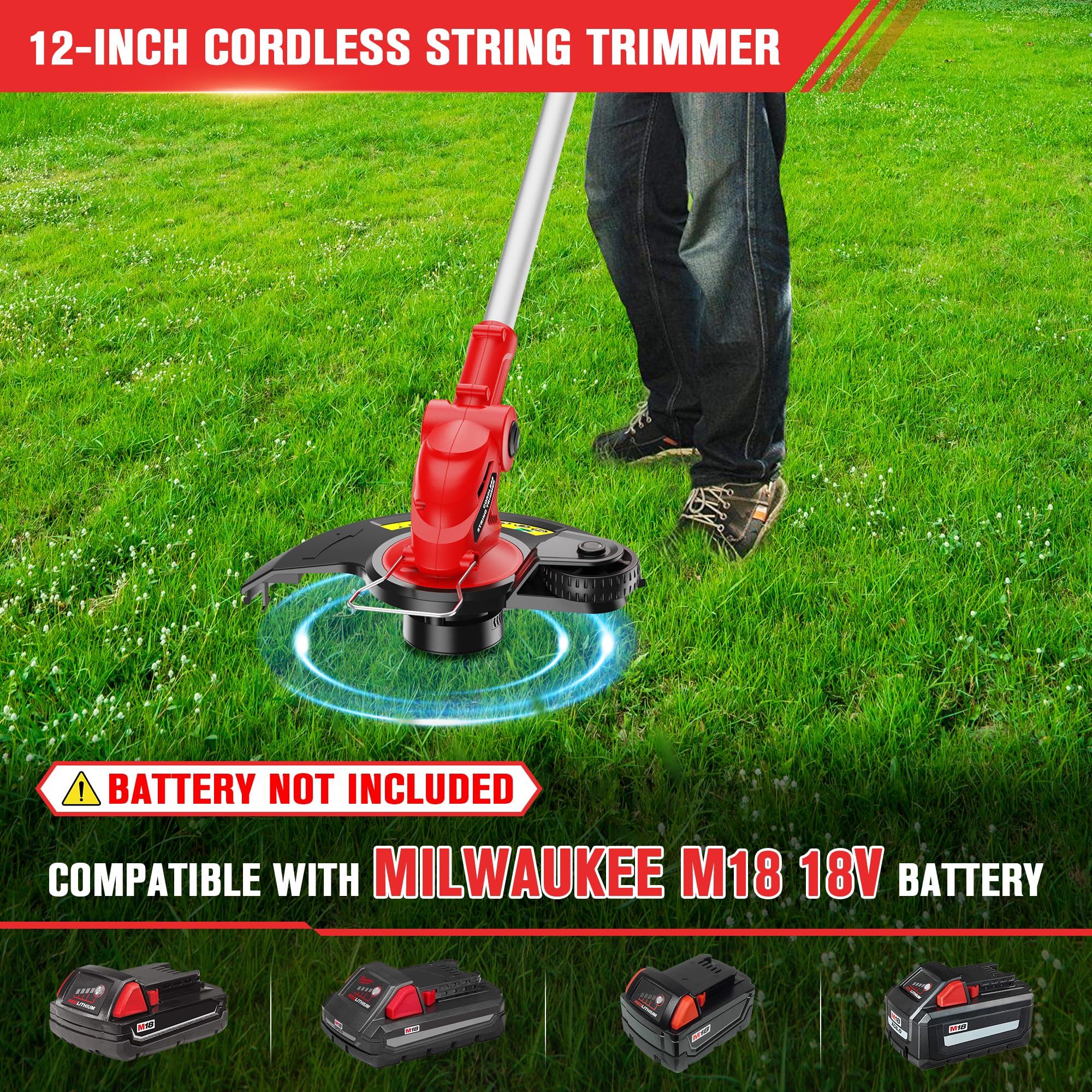 HEINPRO Cordless String Trimmer front view showcasing the cutting head