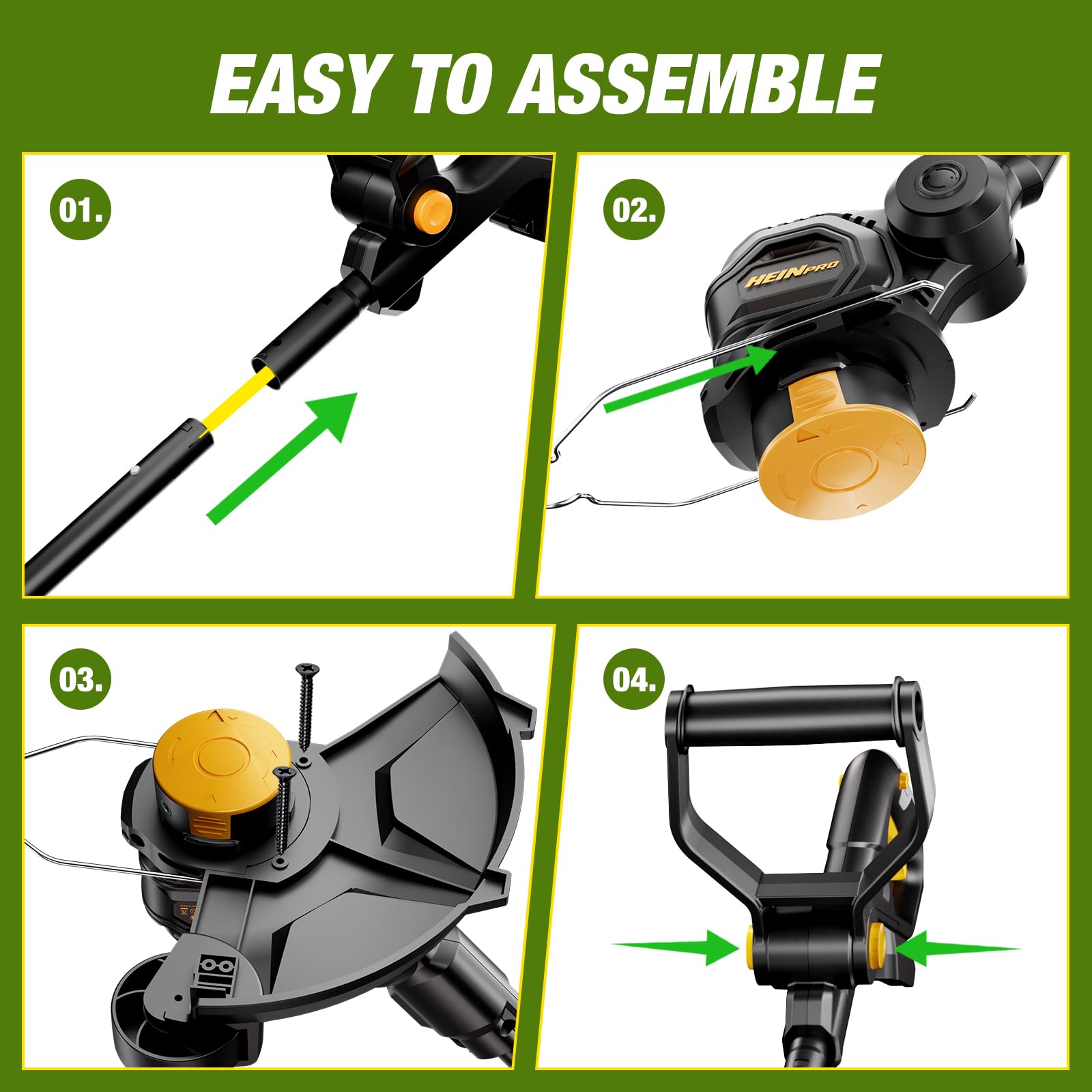 HEINPRO Cordless String Trimmer with spacer guard in use