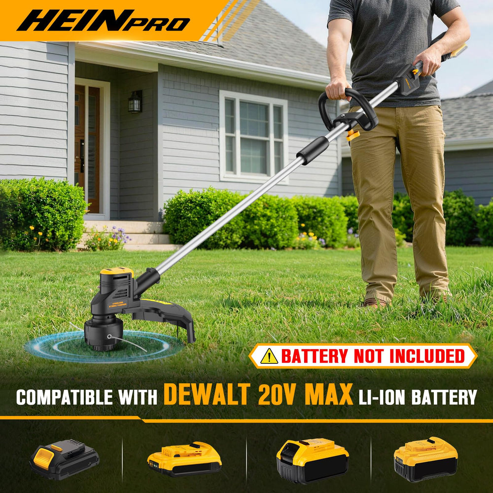 HEINPRO Cordless Weed Wacker showing adjustable handle