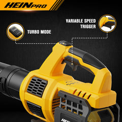 HEINPRO Leaf Blower in action clearing leaves